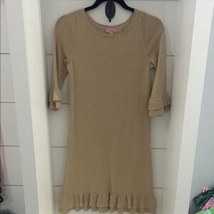 Beautiful lightweight, gold shimmer Lilly sweater dress